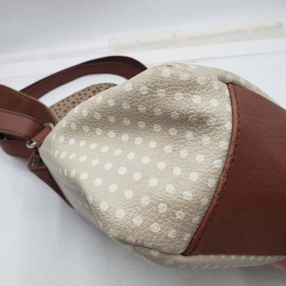 Relic Polka Dot Beige Brown Flap Front Shoulder Bag Vegan  Medium Adjustable - Picture 6 of 16